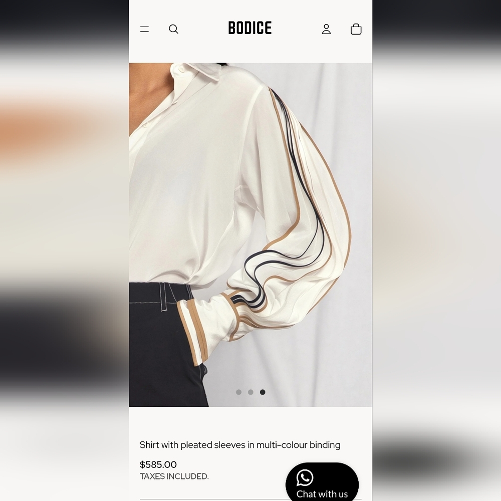 Bodice Pleated Sleeve Blouse S - Picture 3 of 10